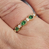 0.51 CTW Tsavorite and diamond Ring 14k Yellow Gold - Size 8
