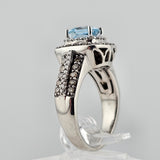 1.01ct. Cushion Cut Aquamarine and Diamond Ring 14k White Gold - Size 6.75