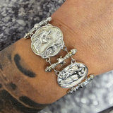 Sterling Silver Greek Scenic Relief Panel Bracelet