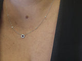 0.39CT Ruby and Diamond Halo Necklace 14k White Gold