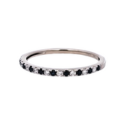 Sapphire and Diamond Wedding Band in 14k White Gold, Size 7.5