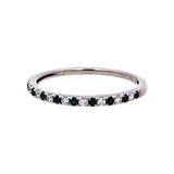 Sapphire and Diamond Wedding Band in 14k White Gold, Size 7.5