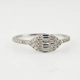 0.36 CTW Baguette & Round Diamond Ring 18k White Gold - Size 6.75