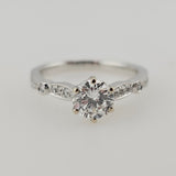 1.06 CTW Diamond Engagement Ring 14k White Gold - Size 6.5