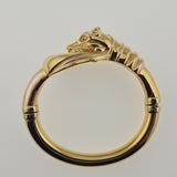 Italian 14k Yellow Gold Sculpted Exotic Cat Bangle Bracelet