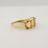 8.96Ct. Radiant Emerald Cut Citrine Ring 14k Yellow Gold - Size 7