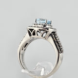 1.01ct. Cushion Cut Aquamarine and Diamond Ring 14k White Gold - Size 6.75