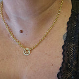 0.32 CTW Double Circle Diamond Necklace 14k Yellow Gold