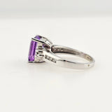 2.86Ct. Amethyst and Diamond Ring 14k White Gold - Size 7
