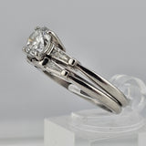 1.24 CTW Round Brilliant Cut Diamond Engagement Ring Set - Platinum - Size 6.5