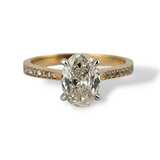 1.25 CTW Oval Brilliant Cut Diamond Engagement Ring 14k Yellow Gold Platinum - Size 6.75