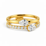 0.73 CTW Pear Cut Layered Diamond Ring 14k Yellow Gold Size 6.25