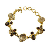 Sterling Silver Gold Vermeil Citrine Garnet Smoky Quartz Bracelet