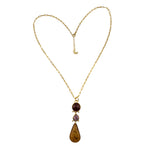 Sterling Silver Gold Vermeil Carnelian Amethyst and Amber Necklace