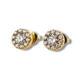 0.82 CTW Diamond Cluster Stud Earrings 18k Yellow Gold