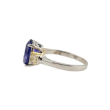 3.65Ct. Tanzanite and Diamond Ring 18k White and Yellow Gold - Size 6.75