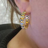 Sterling Silver Gold Vermeil Labradorite Hoop Earrings