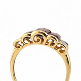 Rhodolite Garnet and Diamond Ring 14k Yellow Gold - Size 8