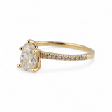 0.89 CTW Pear Cut Diamond Engagement Ring 14k Yellow Gold - Size 6.5