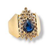 0.71CT Sapphire And Diamond Ring 14k Yellow Gold - Size 7.5