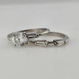 1.24 CTW Round Brilliant Cut Diamond Engagement Ring Set - Platinum - Size 6.5