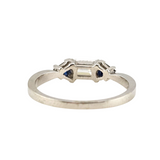 0.38CT. Diamond and Sapphire Ring 14k White Gold - Size 6.5