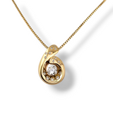 1.09 CTW Diamond Swirl Pendant Necklace 14k Yellow Gold