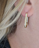 0.50 CTW Diamond Hoop Earrings 14k Yellow Gold