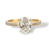 1.25 CTW Oval Brilliant Cut Diamond Engagement Ring 14k Yellow Gold Platinum - Size 6.75