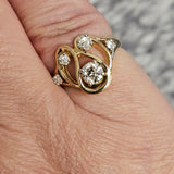 0.58CTW Old European Cut Diamond Ring 14k Yellow Gold - Size 5.5
