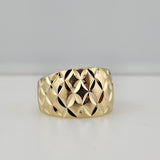 Diamond Cut Cigar Band 14k Yellow Gold - Size 9.75