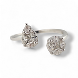 0.56 CTW Diamond Cluster Toi et Moi Ring 14k White Gold - Size 6.5