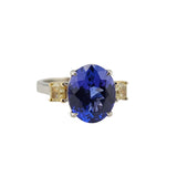 3.65Ct. Tanzanite and Diamond Ring 18k White and Yellow Gold - Size 6.75