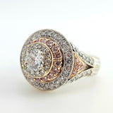0.55CT Round Brilliant and Fancy Pink Diamond Engagement Ring 18k White & Rose Gold - Size 6.5