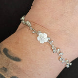Sterling Silver Mother of Pearl Flower Bracelet