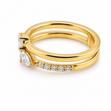 0.73 CTW Pear Cut Layered Diamond Ring 14k Yellow Gold Size 6.25