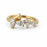 0.71 CTW Pear Cut Diamond Cluster Ring 14k Yellow Gold Size 6.75