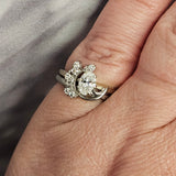 0.57 CTW Diamond Engagement Bridal Set 18k White Gold - Size 6.5