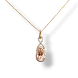 1.35Ct Morganite & Diamond Pendant Necklace 14k Rose Gold