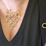 Citrine and Baroque Pearl Necklace 14k Yellow Gold