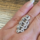 1.10 CTW Diamond Cluster Ring 14k White Gold Size 7.5
