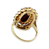 Garnet and Opal Halo Ring 10k Yellow Gold - Size 4.5