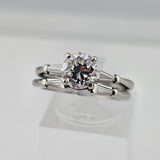 1.24 CTW Round Brilliant Cut Diamond Engagement Ring Set - Platinum - Size 6.5