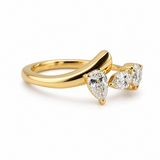 0.71 CTW Pear Cut Diamond Cluster Ring 14k Yellow Gold Size 6.75