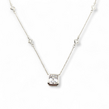 Sterling Silver Asscher Cut Cubic Zirconia Necklace