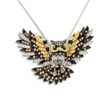 Sterling Silver Cubic Zirconia Owl Pin Pendant Necklace