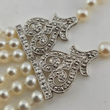 Freshwater Pearl and Diamond Necklace 14k White Gold