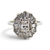 1.00 CTW Diamond Cluster Ring 14k White Gold Size 6.25