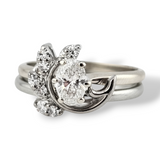 0.57 CTW Diamond Engagement Bridal Set 18k White Gold - Size 6.5