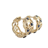Sapphire and Diamond Hoop Earrings 14k Yellow Gold